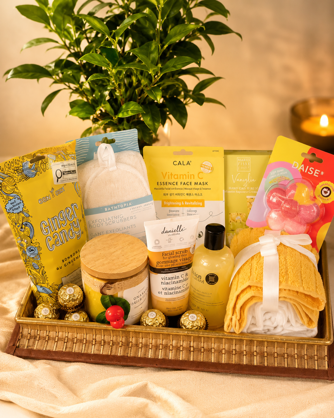 Sunshine spa basket with citrus accents